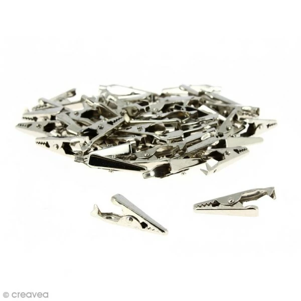 Lilou Blue Pinces Crocodiles Pince Crocodile 32 Mm - Argenté - 50 Pcs 2 Lilou Blue Pinces Crocodiles Pince Crocodile 32 Mm - Argenté - 50 Pcs