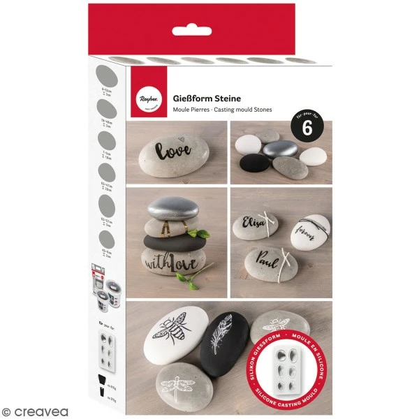 Rayher Moule Déco Pour Béton Créatif Moule En Silicone - Galets - 6 Pcs 3 Rayher Moule Déco Pour Béton Créatif Moule En Silicone - Galets - 6 Pcs