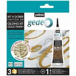 Pébéo Feuille à Dorer Kit à Dorer + Mixtion 3D - Finition Doré