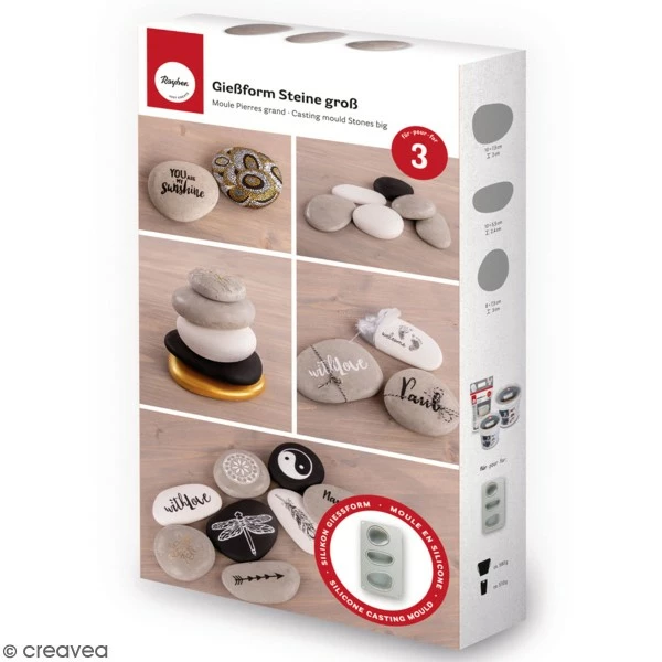Rayher Moule Déco Pour Béton Créatif Moule En Silicone - Grands Galets - 3 Pcs 3 Rayher Moule Déco Pour Béton Créatif Moule En Silicone - Grands Galets - 3 Pcs