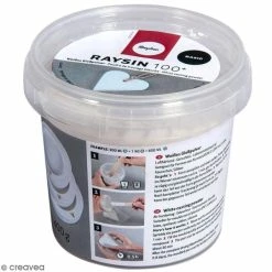 Rayher Préparation Pour Béton Créatif Poudre De Moulage Raysin 100 Basic - Blanc - 400 G
