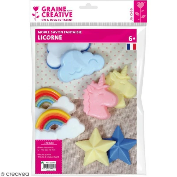 Graine Créative Moule Savon Moule Thermoformé Licorne - 4 Pcs 3 Graine Créative Moule Savon Moule Thermoformé Licorne - 4 Pcs