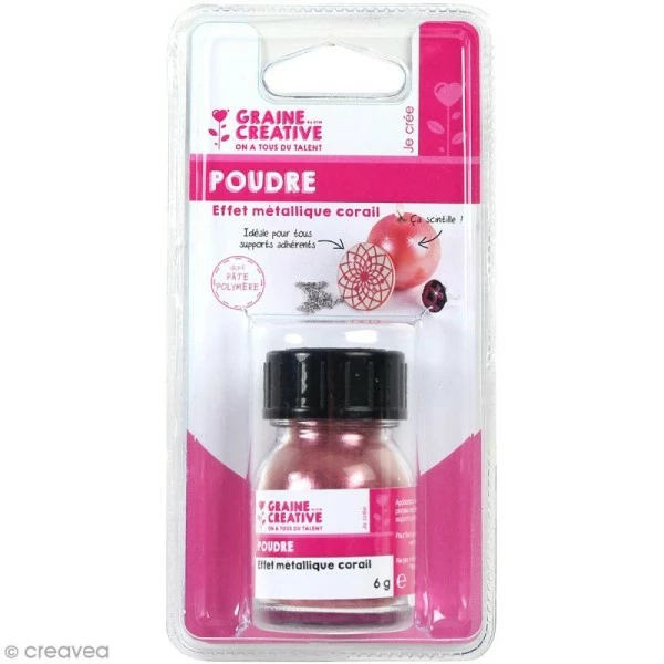 Graine Créative Feuille à Dorer Poudre Effet Métallique - Rose Corail - 6 G 3 Graine Créative Feuille à Dorer Poudre Effet Métallique - Rose Corail - 6 G