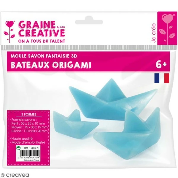 Graine Créative Moule Savon Moule à Savons Fantaisie - Bâteau Origami - 3 Pcs 3 Graine Créative Moule Savon Moule à Savons Fantaisie - Bâteau Origami - 3 Pcs