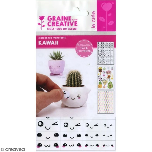 Graine Créative Outil Modelage Transferts Pour Pâte Polymère - Kawaii - 3 Planches 3 Graine Créative Outil Modelage Transferts Pour Pâte Polymère - Kawaii - 3 Planches